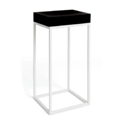 Stella White Base Black Top Cocktail Table Rentals