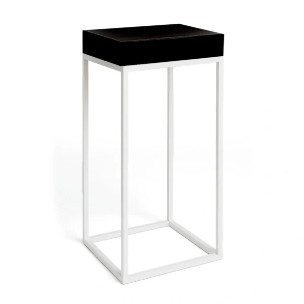 Stella White Base Black Top Cocktail Table Rentals