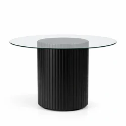 Cora Black Base-120cm Round Glass Top Dining Table Rentals