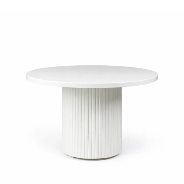 Cora White Base-120cm Round Wooden Top Dining Table Rentals