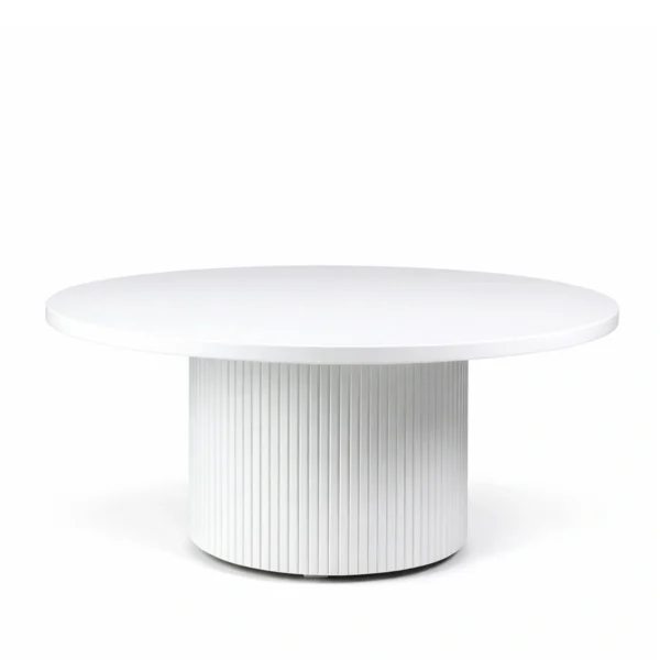 Cora White Base-180cm Round Wooden Top Dining Table Rentals