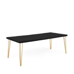 Isadora Black Top-Golden Legs-190*70cm Dining Table Rentals