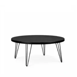 Isadora Black Top-Black Legs-100cm Round Coffee Table Rentals