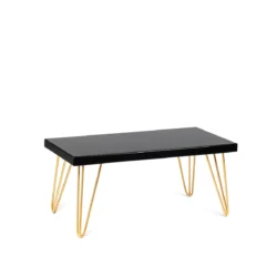 Isadora Black Top-Gold Legs Rectangular Coffee Table Rentals