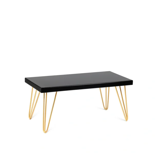 Isadora Black Top-Gold Legs 80*40cm Rectangular Coffee Table Rentals