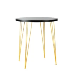 Isadora Black Top-Golden Legs-100cm Round Cocktail Table Rentals