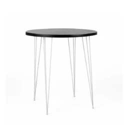 Isadora Black Top-White Legs 100cm Round Cocktail Table Rentals