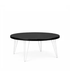 Isadora Black Top-White Legs 100cm Round Coffee Table Rentals