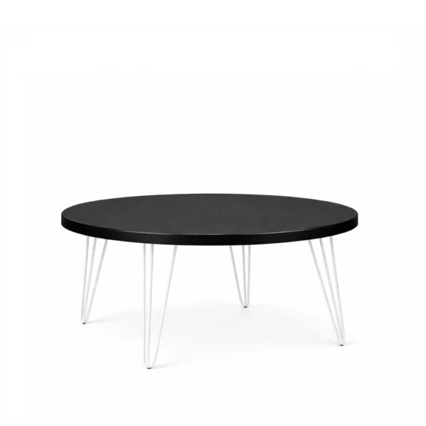 Isadora Black Top-White Legs 100cm Round Coffee Table Rentals