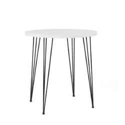 Isadora White Top-Black Legs-100cm Round Cocktail Table Rentals