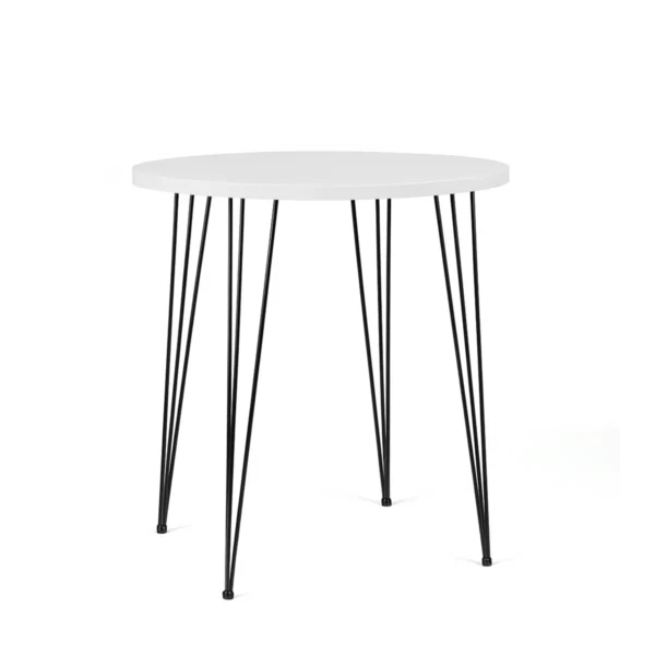 Isadora White Top-Black Legs-100cm Round Cocktail Table Rentals