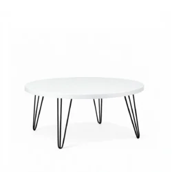 Isadora White Top-Black Legs-100cm Round Coffee Table Rentals