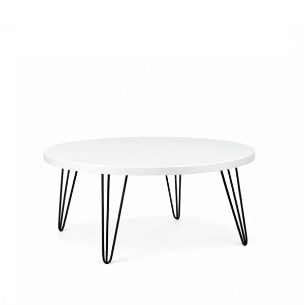 Isadora White Top-Black Legs-100cm Round Coffee Table Rentals