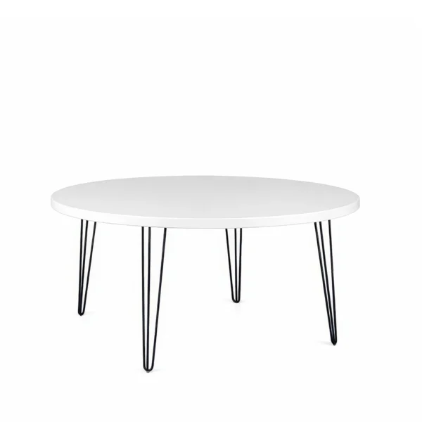 Isadora White Top-Black Legs-180cm Round Dining Table Rentals