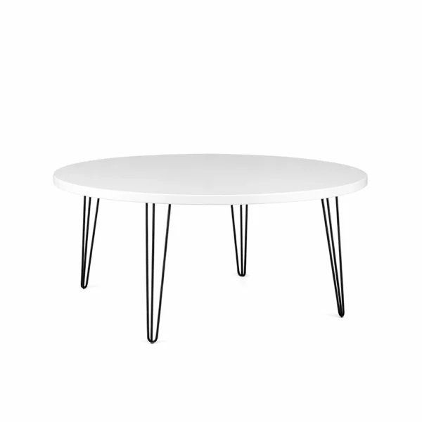 Isadora White Top-Black Legs-180cm Round Dining Table Rentals