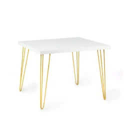 Isadora White Top-Golden Legs-100*100cm Square Dining Table Rentals