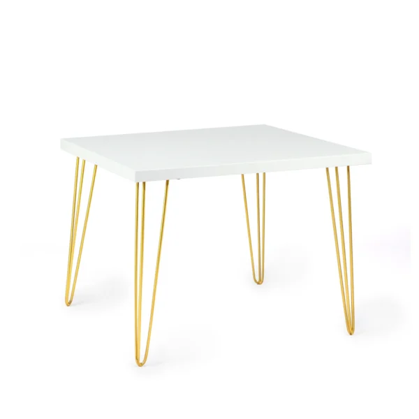 Isadora White Top-Golden Legs-100*100cm Square Dining Table Rentals