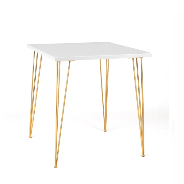 Isadora White Top-Golden Legs-100*100cm Square Cocktail Table Rentals