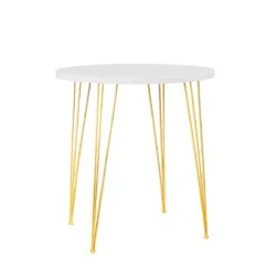 Isadora White Top-Golden Legs-100cm Round Cocktail Table Rentals