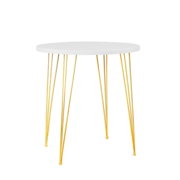 Isadora White Top-Golden Legs-100cm Round Cocktail Table Rentals