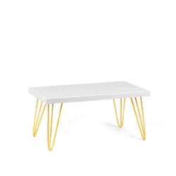 Isadora White Top-Golden Legs Rectangular Coffee Table Rentals