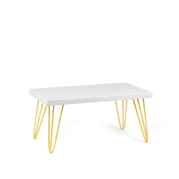 Isadora White Top-Golden Legs 80*40cm Rectangular Coffee Table Rentals