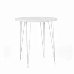 Isadora White Top-White Legs 100cm Round Cocktail Table Rentals