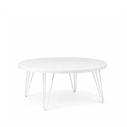 Isadora White Top-White Legs 100cm Round Coffee Table Rentals