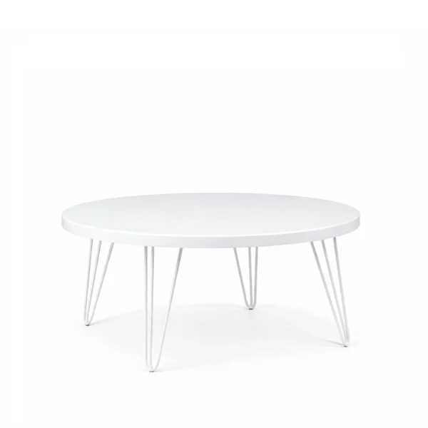 Isadora White Top-White Legs 100cm Round Coffee Table Rentals