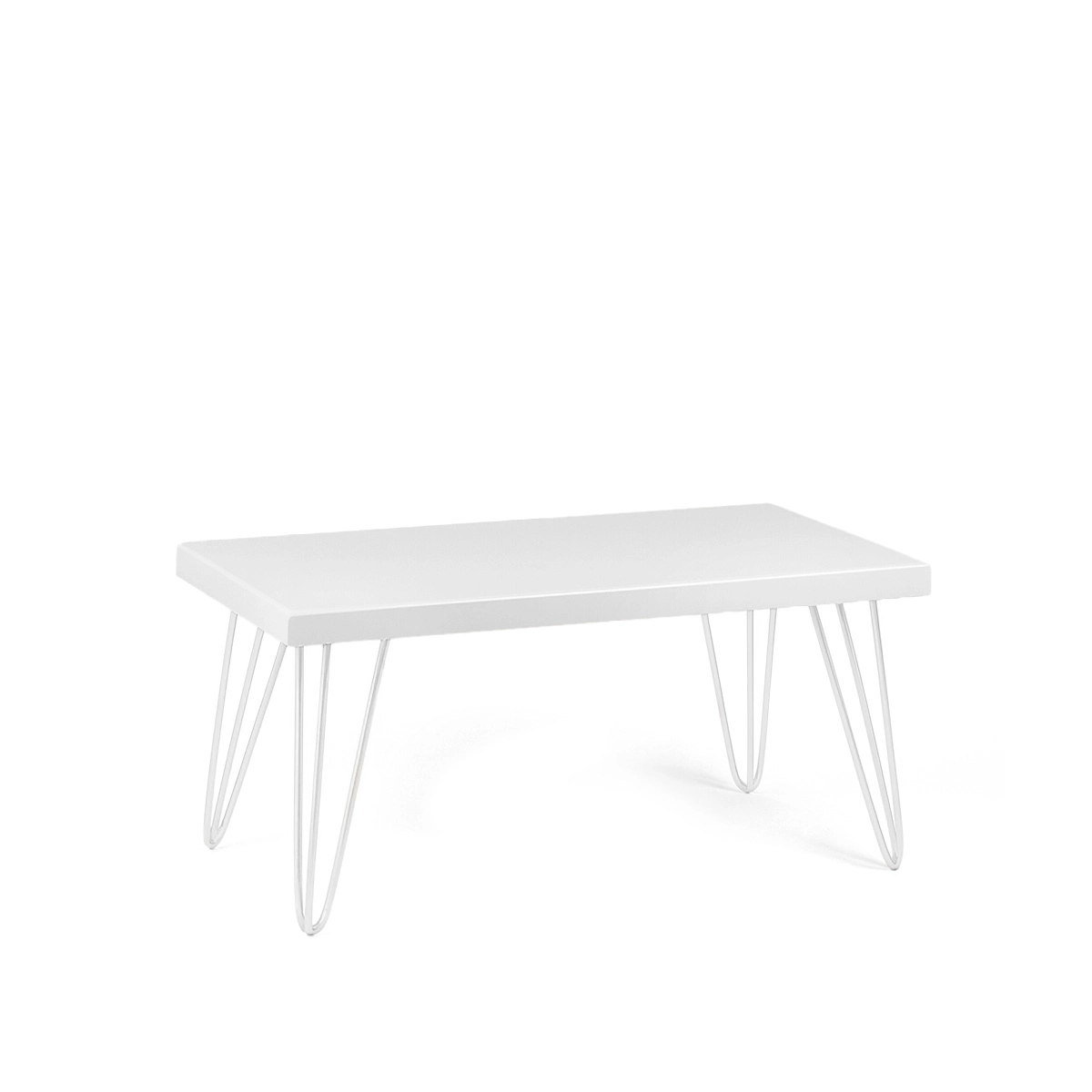 Isadora White Top-White Legs Rectangular Coffee Table Rentals - Event Souk - Low Cost Minimalist Coffee Table Rentals