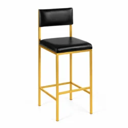 Linea Gold Barstool-Black Cushion-Rentals