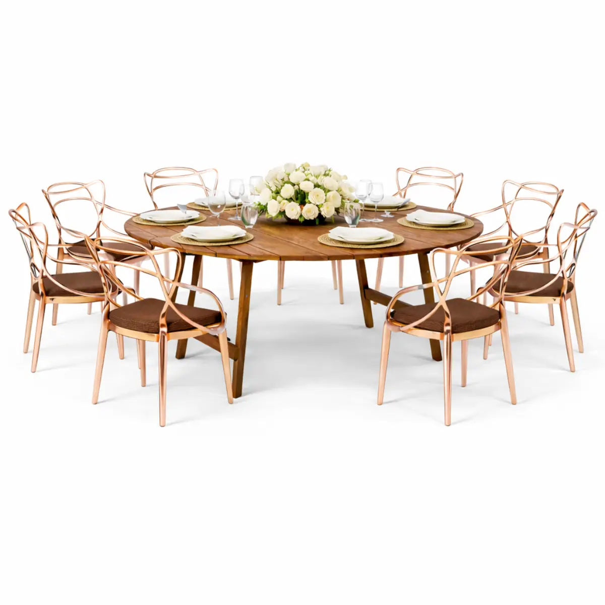 Lozoya Round Table and Kollen Acrylic Chairs Rental - Event Souk